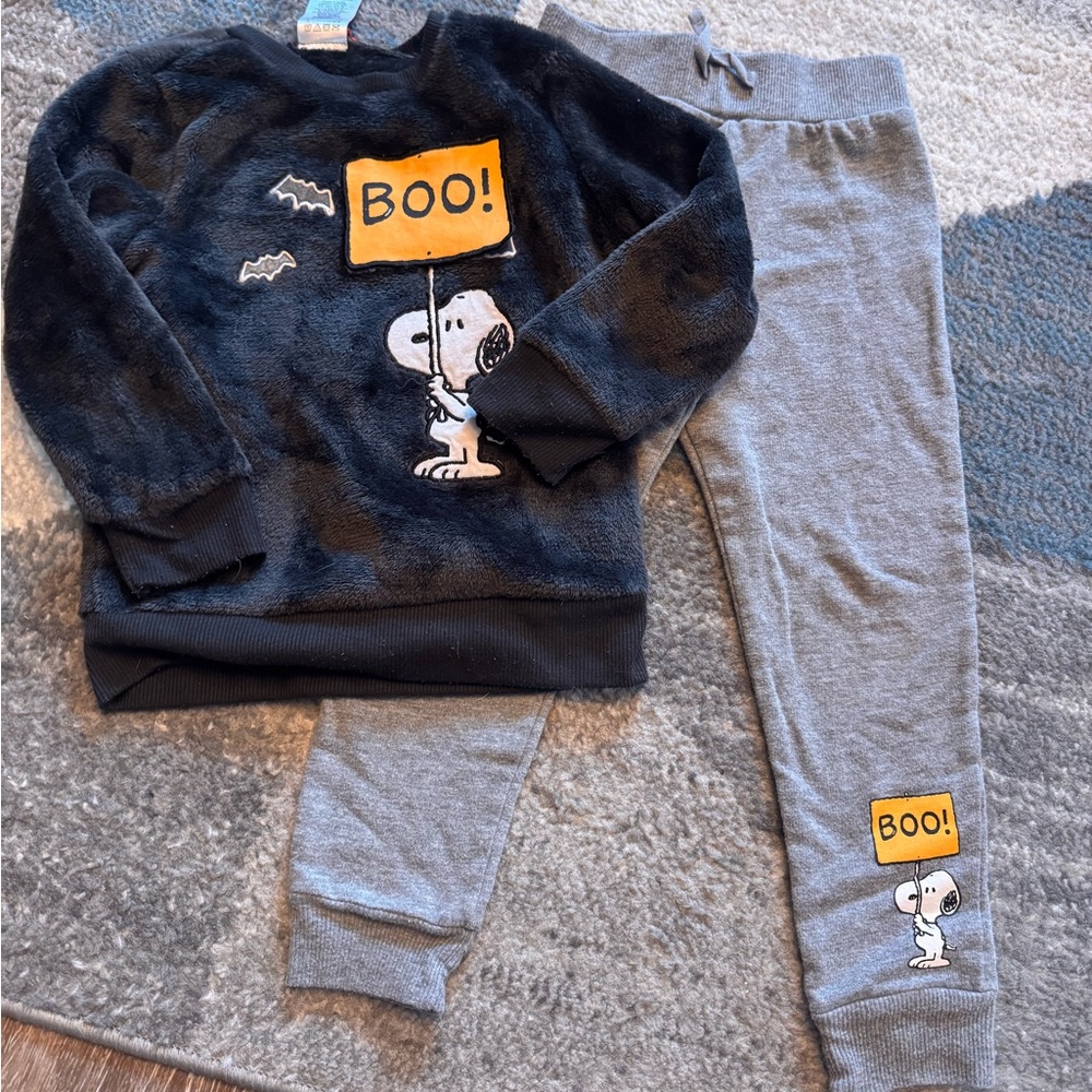 Kids Halloween Snoopy Matching Set - Black and Gray